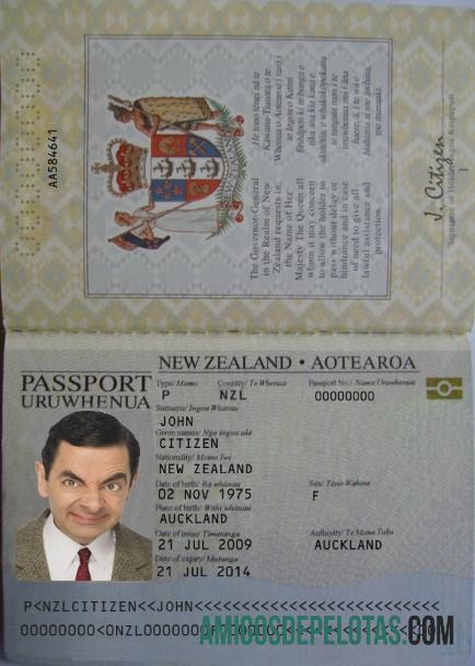 Passaporte da Nova Zelândia (2005 2009) amostra